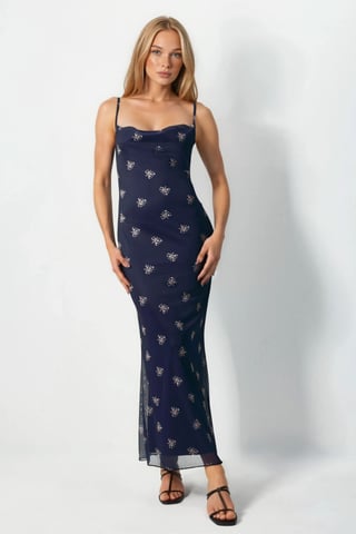 Printed Bodycon Maxi Dress