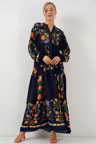 Printed V-Neck Maxi Dress