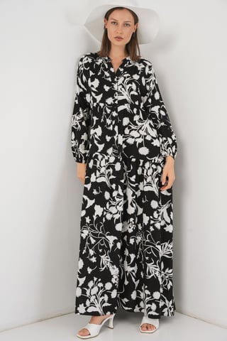 Patterned V-Neck Maxi Dress