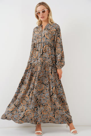 Printed V-Neck Maxi Dress