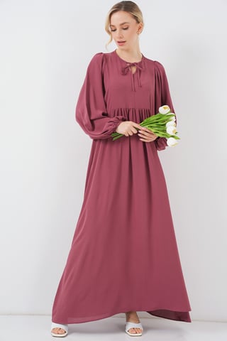 Textured Patterned Maxi Dress with Bow