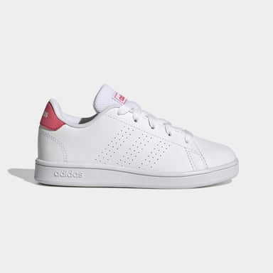 Girl's adidas Junior Advantage Court Trainers in White pink