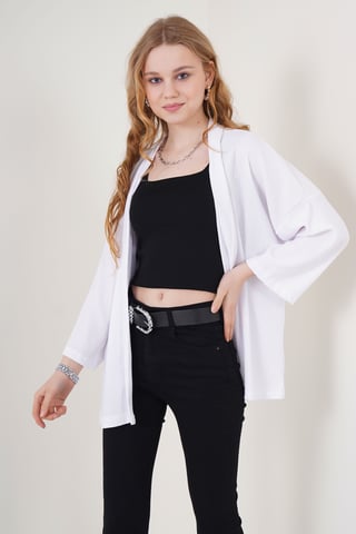Textured Loose Fit Shawl Collar Kimono