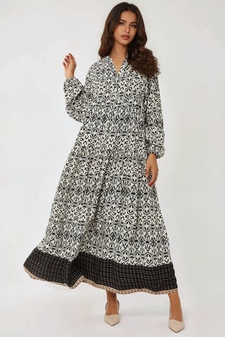 Printed Maxi Dress with Shirt Collar