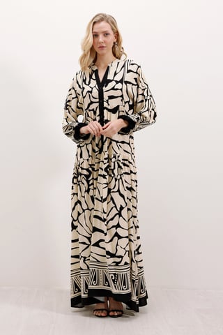Geprinte V-hals Maxi-jurk