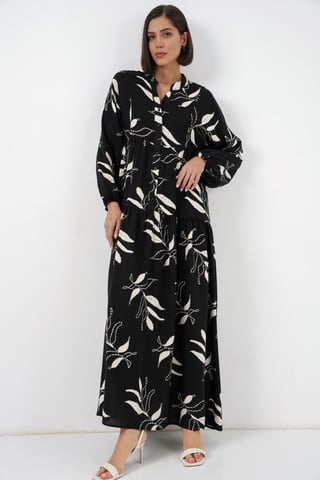 Patterned V-Neck Maxi Dress