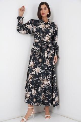 Maxi Shirt Dress with Paisley Print and Belt