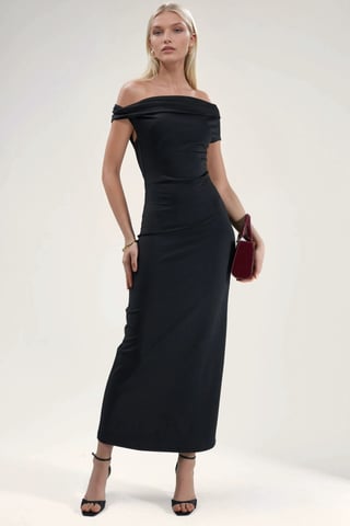 Asymmetrisk krage bodycon maxiklänning