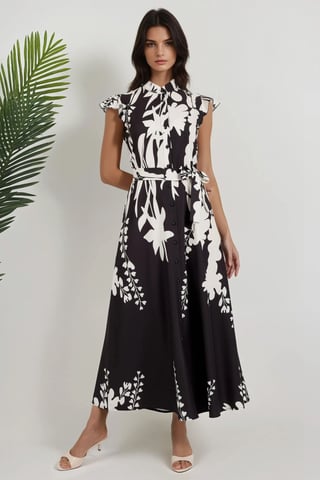 Floral Tippet Maxi Dress