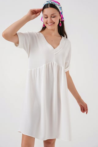 V-neck Mini Dress with Lining