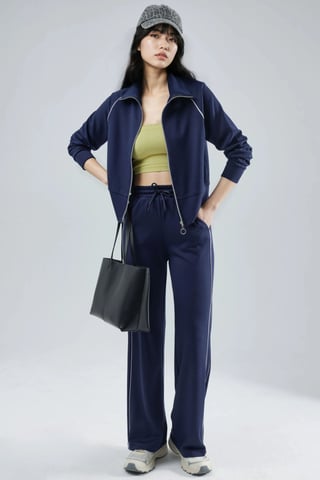 Modal Touch Zippered Sweatshirt & Pants Two-Piece Set