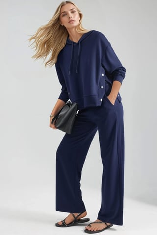 Modal Touch Hooded High Waist Wide Leg Two-Piece Set