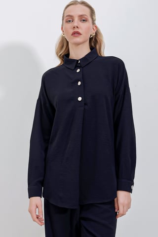 Textured Long Sleeve Button-Up Shirt and Wide Leg Pants Set