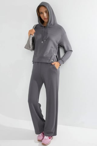 Modal Touch Hooded High Waist Wide Leg Two-Piece Set