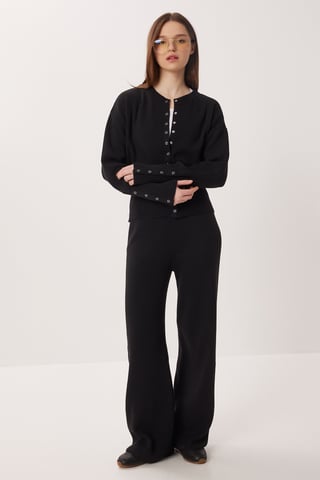 Geribde Brei Co-Ord Set met Knopsluiting