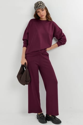 Modal Touch Crew Neck Sweatshirt & Wide Leg Pants Two-Piece Set