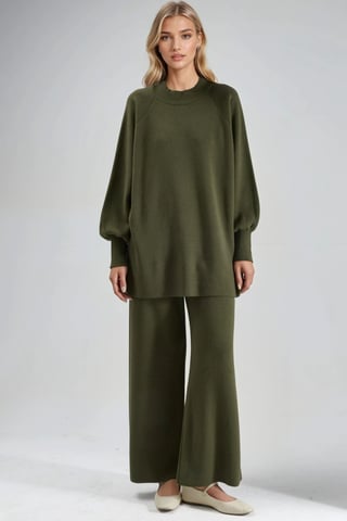 Loose Fit Sweater & Pants Knit Co-ord Set