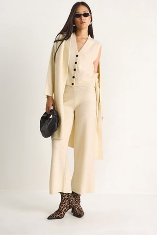 Knit Cardigan-Vest-Pants Three-Piece Coord Set