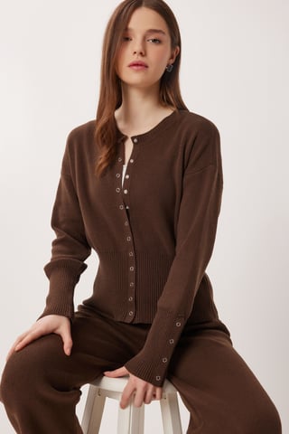 Ribbed Knit Co-Ord Set with Button Closure