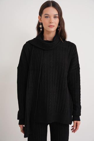 Oversized Hair Braid Patterned Knitwear Co-Ord Set