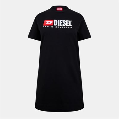 Women's Diesel Egor Crew Neck Mini T-Shirt Dress in Black Black