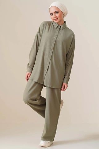 Oversized Shirt & Pants Two-Piece Coord Set
