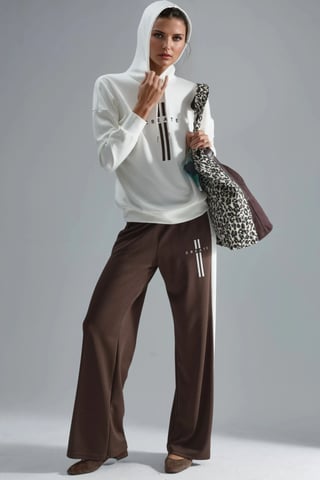 Modal Touch Hooded Sweatshirt & Stripe Detailed Pants Set