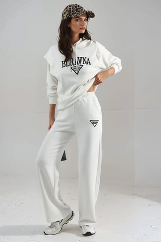 Modal Touch Embroidered Hooded Two-Piece Set
