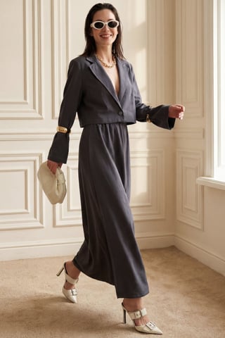 Long Sleeve Buttoned Top & Maxi Skirt Two Piece Set