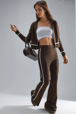 Modal Touch Zip-Hoodie och Flared Byxor Tvådelat Set