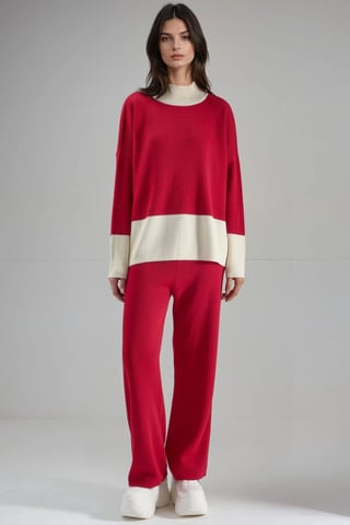 Ribbed Knit Co-Ord Set with Half Turtleneck