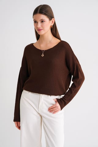 Oversized Boat Neck Knit Sweater