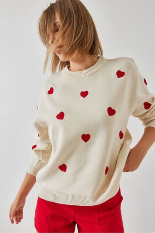 Broderad Crew Neck Avslappnad Passform Tröja