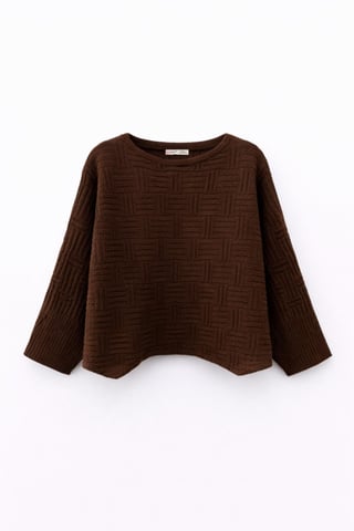 Oversized Textured Ribbed Crew Neck Sweater