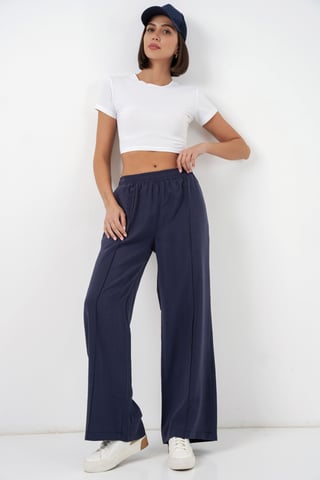 Wide Leg Trousers with Elastic Waist