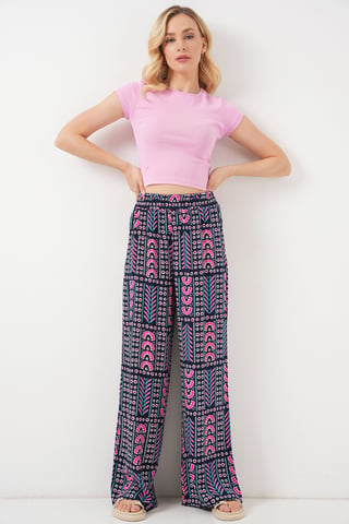 High Waist Geometric Striped Palazzo Pants