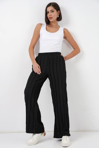 Brede Pijpen Textuur Pull-On Broek