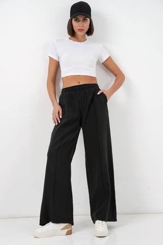 Wide Leg Trousers with Elastic Waist