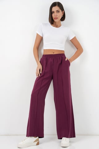 Wide Leg Trousers with Elastic Waist