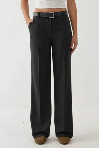 Viscose Blend Straight Leg Pants