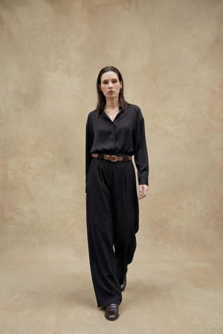 High Waist Pleated Wide Leg Trousers