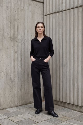 High Waist Straight Leg Denim Pants