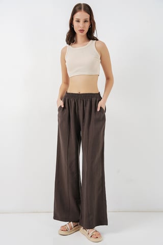 Wide Leg Trousers with Elastic Waist
