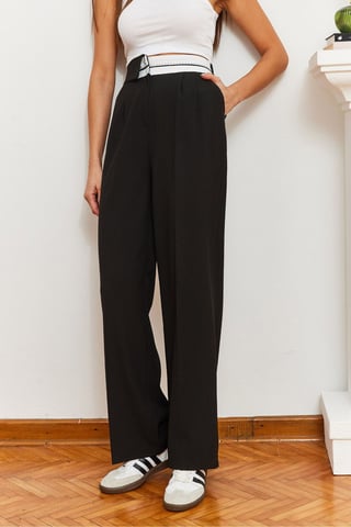 Textured Palazzo Pants with Bow Detail