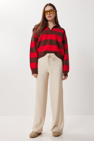 High Waist Textured Wide Leg Pants