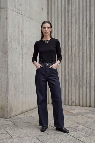 High Waist Straight Leg Denim Pants