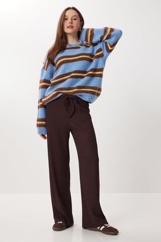 High Waist Textured Wide Leg Pants