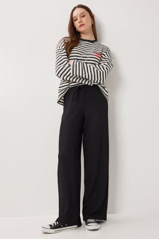 High Waist Textured Wide Leg Pants