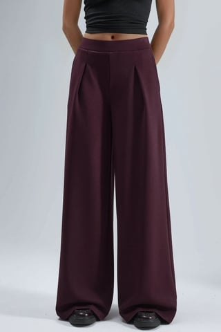Elastic Waist Pleated Palazzo Pants