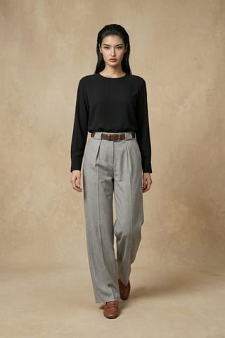 High Waist Pleated Wide Leg Trousers